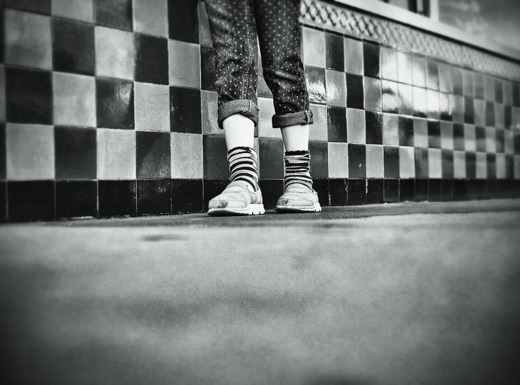 Pants cuffed in Palo Alto