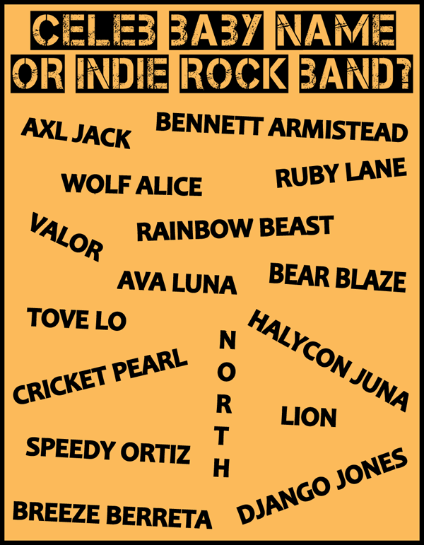 Take The Ultimate Celeb Baby Name Or Indie Rock Band Quiz And Win Prizes Out With The Kids