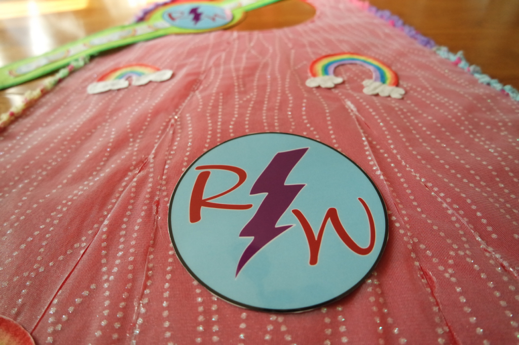 Homemade Halloween Costume Rainbow Warrior Logo on Cape