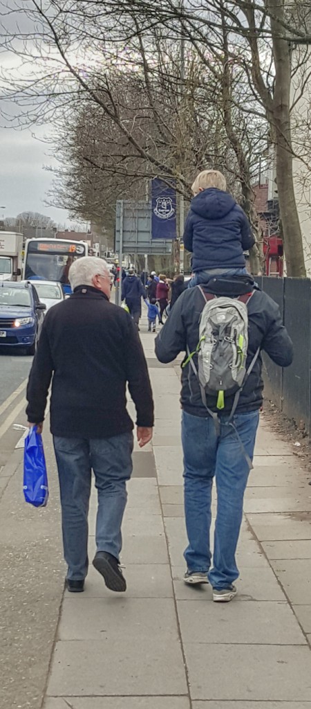 Everton FC Goodison Park Father and Son Walking Home After Arsemal Match March 2016