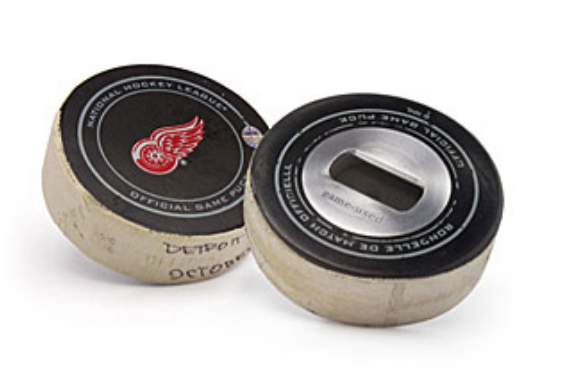 Uncommon Good Father's Day Gift Game Used Puck Bottle Opener