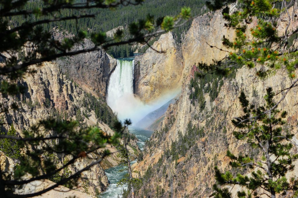 Nature's Perfect Waterfall Rainbow Artist Point Yellowstone Grand Canyon
